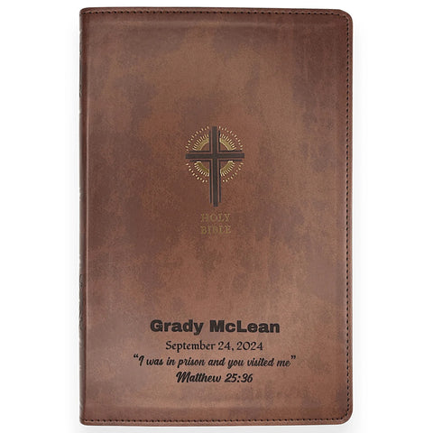 Personalized NRSV Sacraments of Initiation Edition Bible Faux Leather Medium Print Size Brown