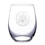 Deep Etched Stemless Wine Glass- Set EOP SEAL -
