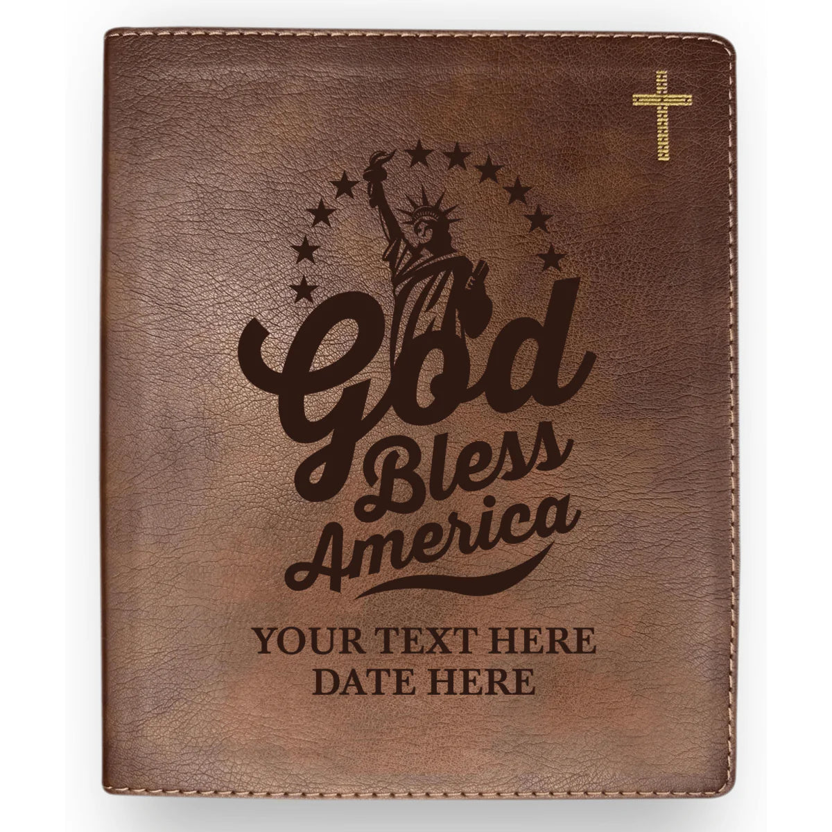 Personalized NIV Bible Faux Leather Medium Print Size with FULL COVER God Bless America Design | Shepherds Shelf